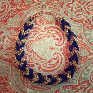 Pretty Gold/Navy choker necklace like NEW!!