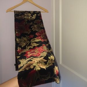 Beautiful dark red floral velvet scarf