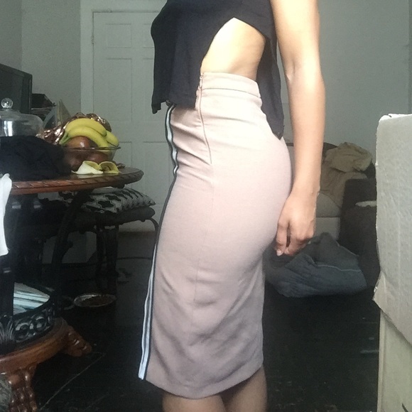 Color Block High Waist Pencil Skirt w. Split - Picture 2 of 4