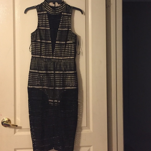 Missguided black/cream midi dres, worn once.