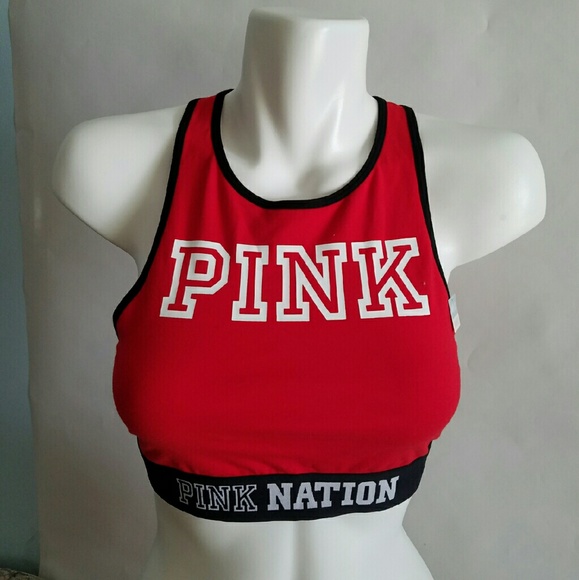 Victoria's Secret PINK Red Logo Band Sports Bra - Picture 1 of 2
