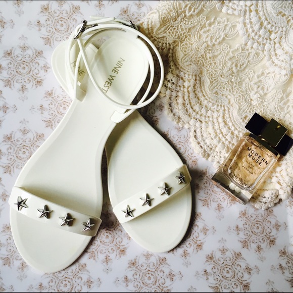 White Strappy Nine West Jelly Sandals