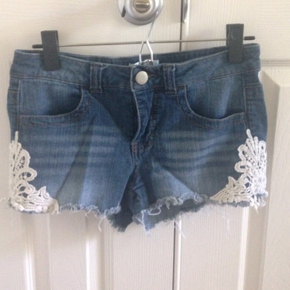 Denim cut-offs with lace