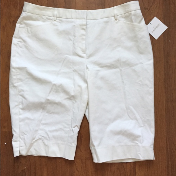 Plus Size Ellen Tracy White Bermuda Shorts