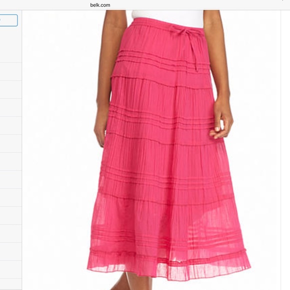 NWT SOLID TIERED MIDI SKIRT