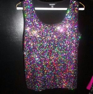 Multicolored shimmering sequin blouse