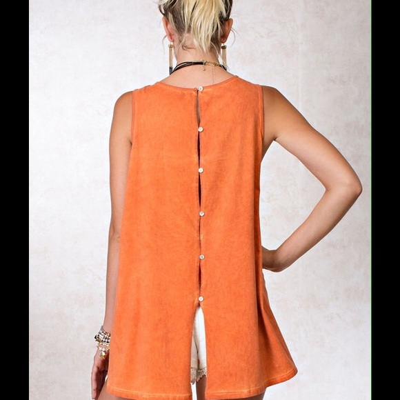 Lace Mineral Wash Sleeveless Tunic Top Shirt Boho - Picture 2 of 4