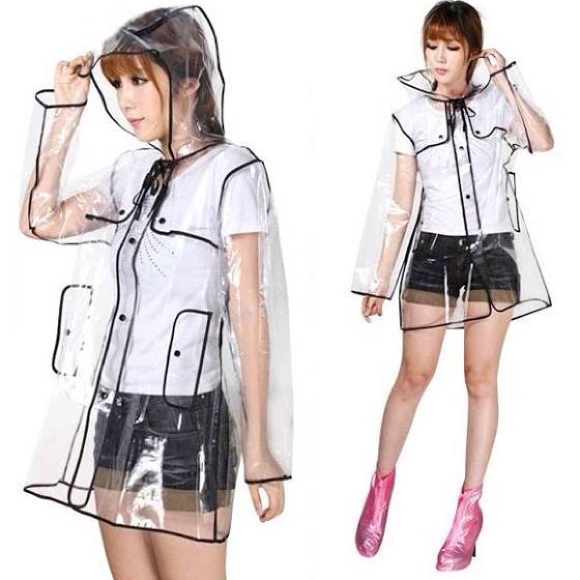 See through short rain coat super cute!!