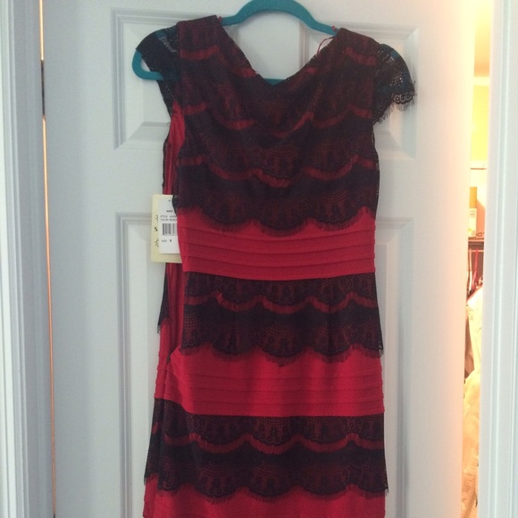 Beautiful red with black lace Sangria dress.