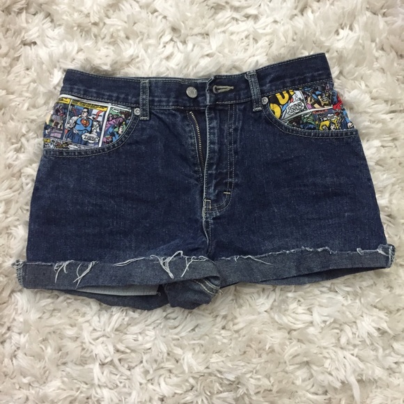 oneofakind superman comic strip highwaisted shorts
