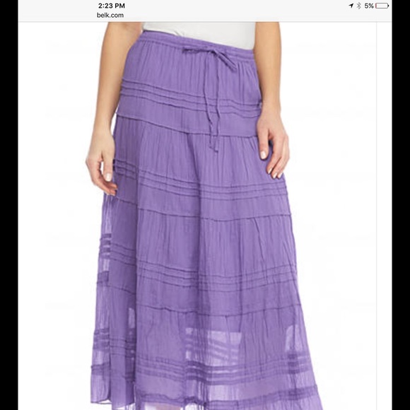 NWT SOLID TIERED MIDI SKIRT