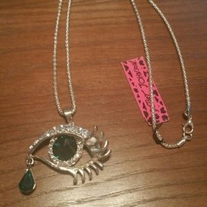 NWT Betsey Johnson emerald colored eye necklace