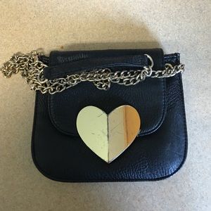 Black leather purse with gold hardware