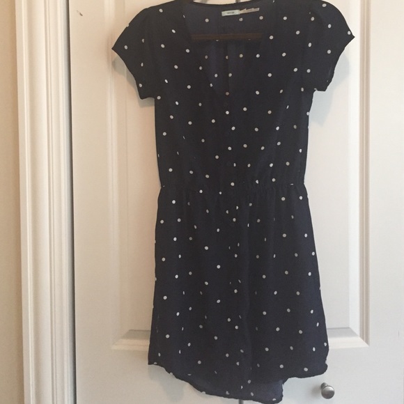 Urban outfitters blue polka dot button down dress