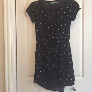 Urban outfitters blue polka dot button down dress