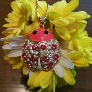 NWT Betsey Johnson pink sparkly ladybug