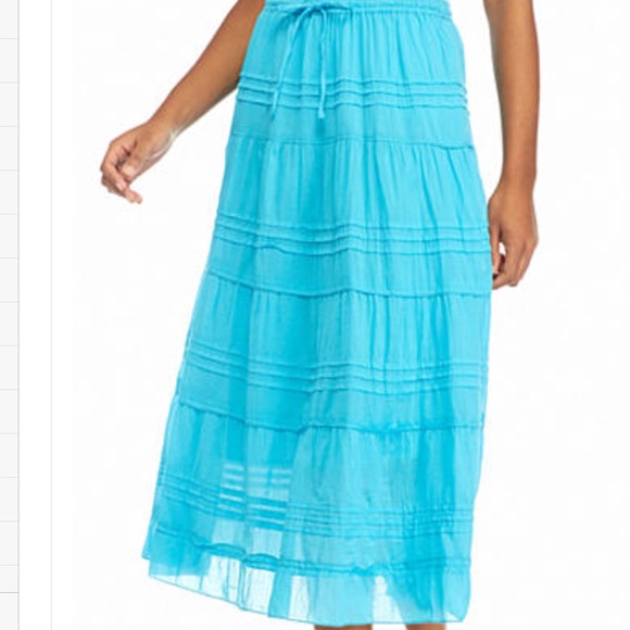 NWT SOLID TIERED MIDI SKIRT