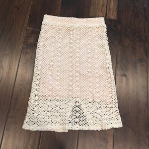 Free people light pink and cream pencil skirt