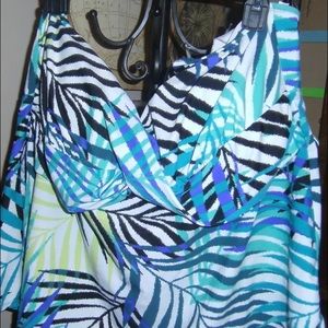 Palm leaf print tankini top