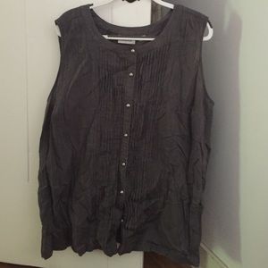 Avenue Grey Ruffled Sleeveless Blouse 26/28