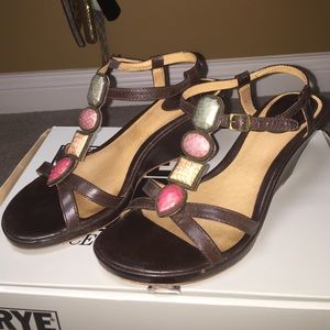 FRYE brown wedges