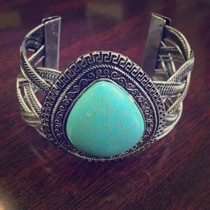 Turquoise and silver cuff bracelet