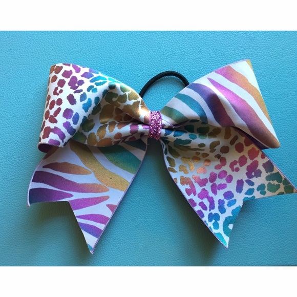 rainbow cheer bow