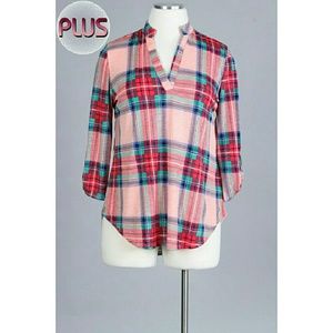Plaid China Collar Top