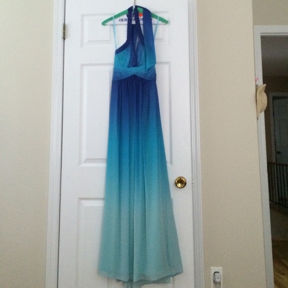 BCBG blue ombré halter dress