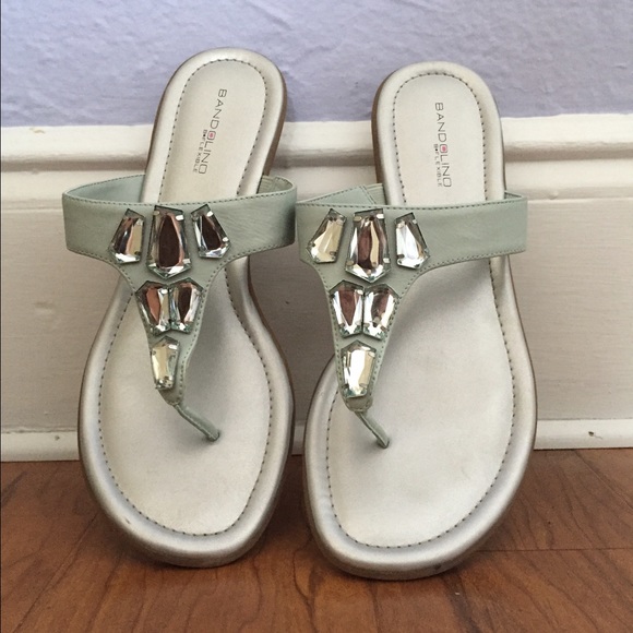 Bandolino jeweled sandals in baby blue.