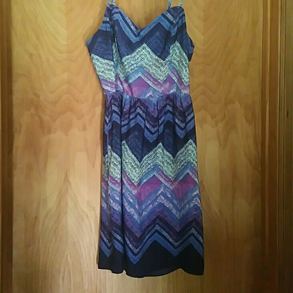 Purple and blue cutout back dress