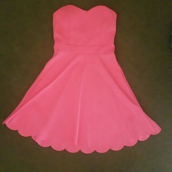 Hot pink strapless dress