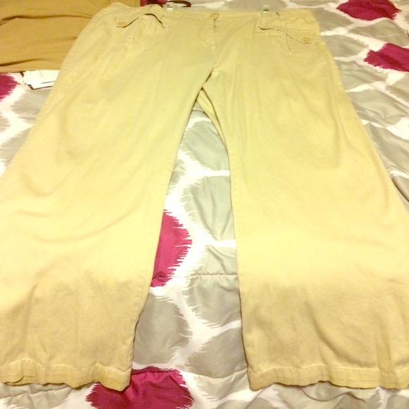 Wide leg khaki pants