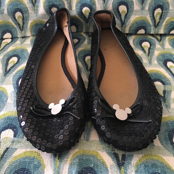 Black sequin Disney ballet flats