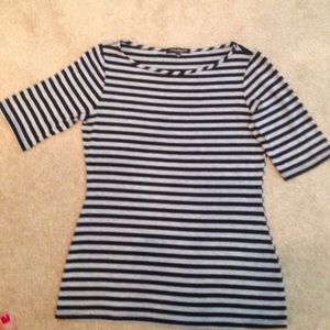 Black and grey stripped knit top