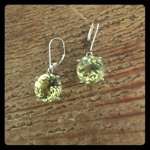 Sterling silver yellow stone earrings