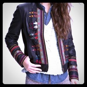 Free People Embroidered Vegan Jacket