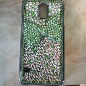 Green and White jeweled, Samsing Galaxy s5 case