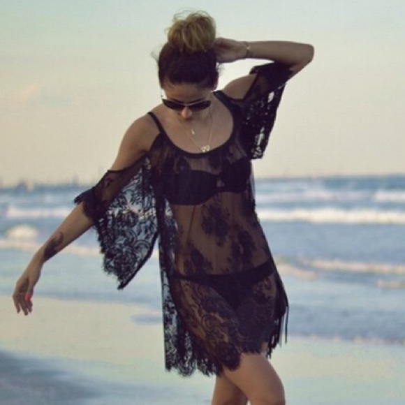 Lace cover up for bikini black