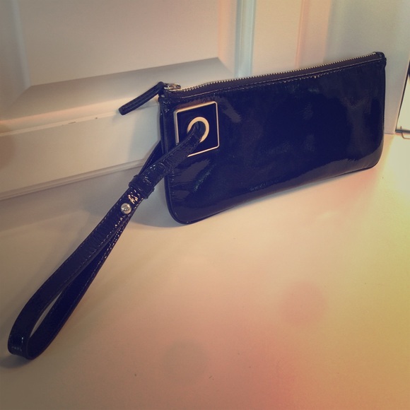 Black patent leather Ann Taylor wristlet