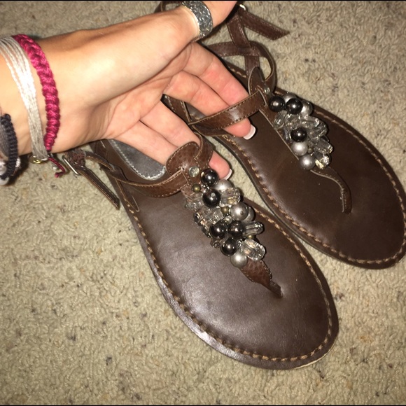 brown jewel sandals