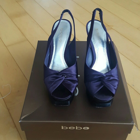 Bebe purple satin heels