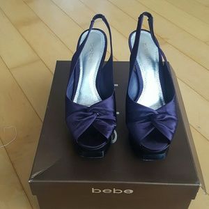 Bebe purple satin heels