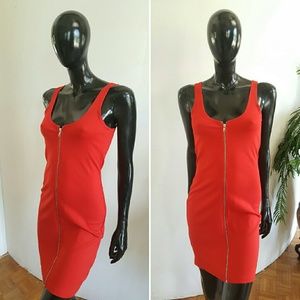 H&M Red Zipper Body Con Dress