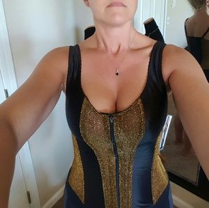 Sexy zip front corset-style top
