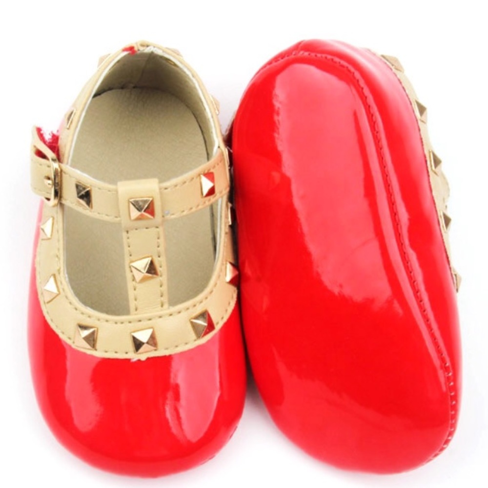 Baby Infant Rockstud Crib Shoes-Red, Black