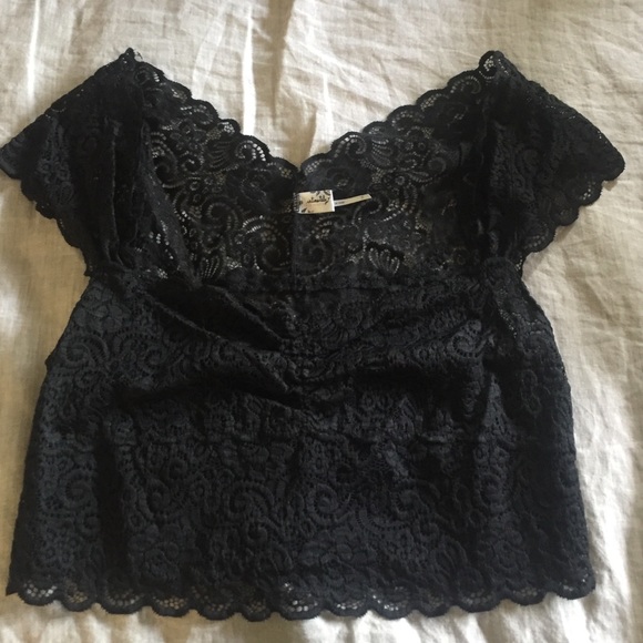 Black free people lace crop top