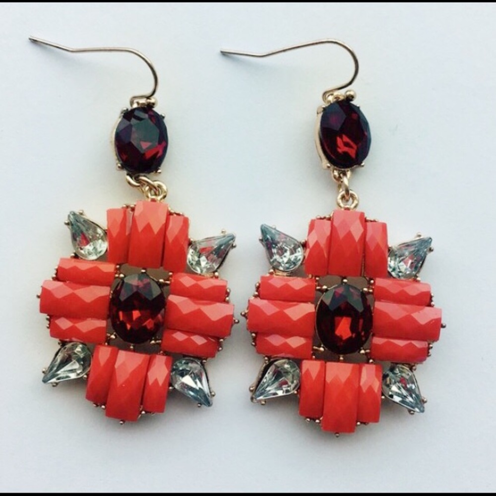 Red Ruby Statement Dangling Earrings