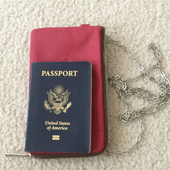 Red passport anti-theft wallet bag