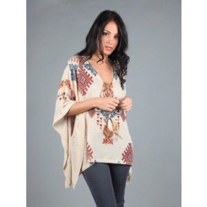 Vintage Havana Feather Tie Poncho